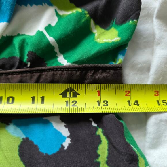 Banana Republic Y2K Babydoll Floral Mini Dress Sz-6 Cotton Silk Green Brown - Picture 7 of 8